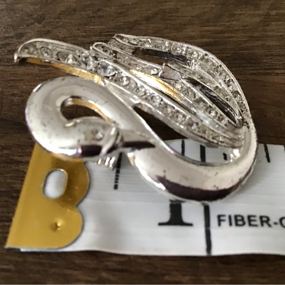 Vintage FAF Swan Rhinestone Brooch - Picture 3 of 3